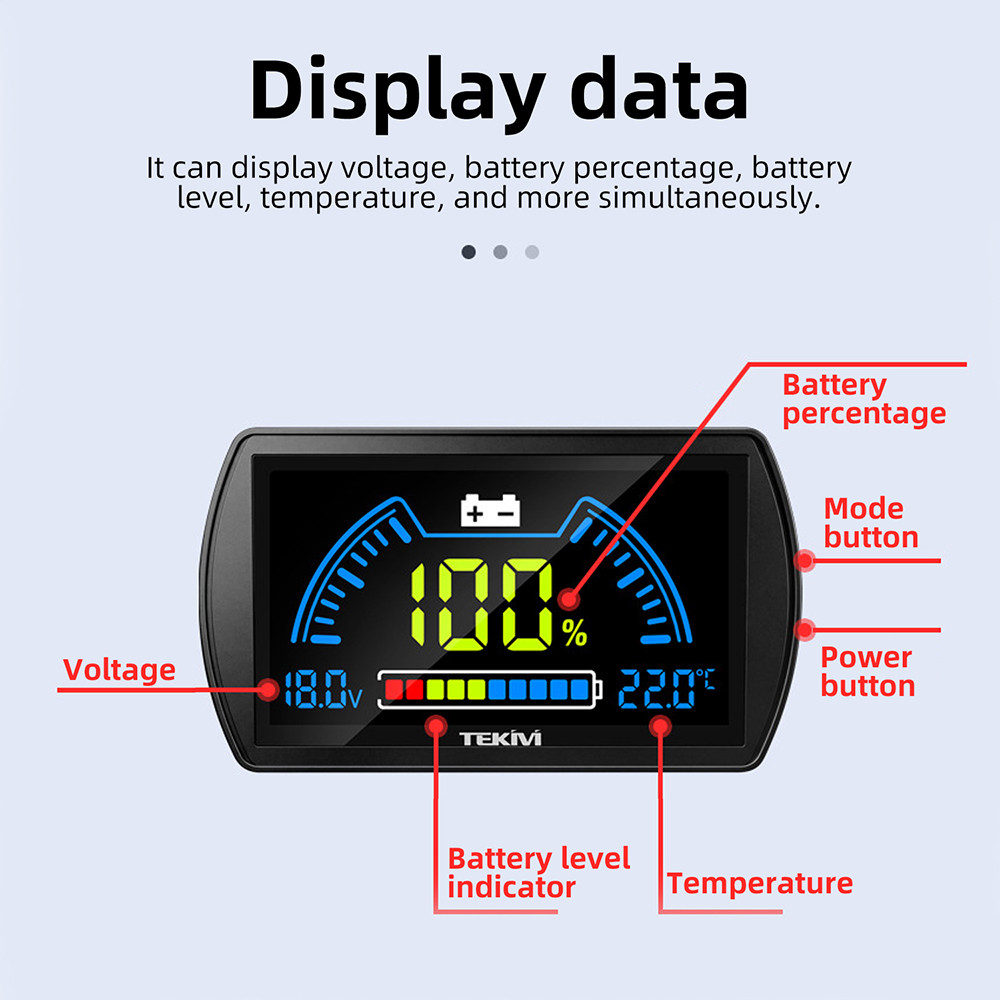 DC7100V Charge Level Indicator TFT LCD Display Screen Voltage Level Meter 12V 24V 48V 72V Lithium