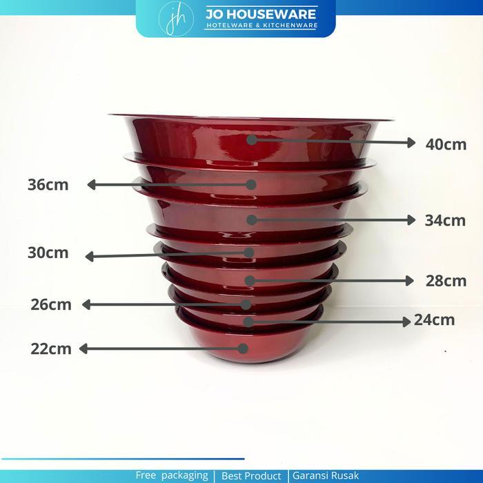 Waskom enamel super maroon motif kembang waskom seng serbaguna