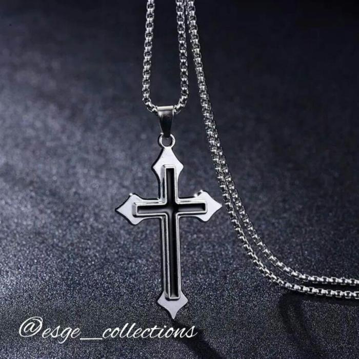 ASLI ESGE KALUNG PRIA SALIB KALUNG TITANIUM KALUNG BAJA TITANIUM KALUNG PANJANG PRIA KALUNG HIP HOP