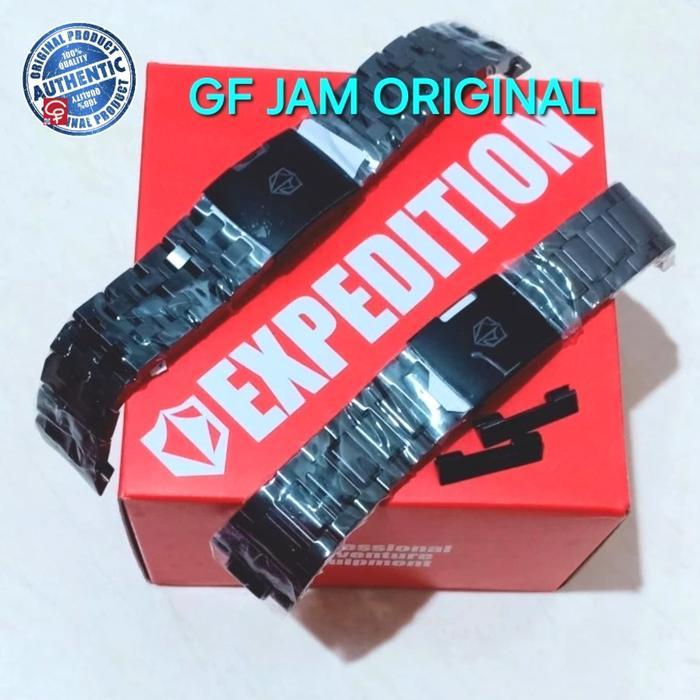 Promo STRAP RANTAI JAM TANGAN EXPEDITION E6402 E 6402 STAINLESS BLACK STEEL Terlaris