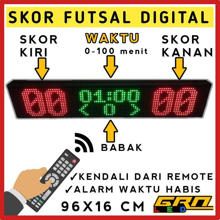 DISKON SKOR FUTSAL DIGITAL SCOREBOARD WIRELESS PAPAN SKOR REMOT 96X16 CM READY STOCK