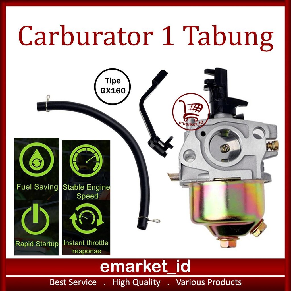 EM Carburator 1 Tabung GX160 AJ47 / 168F Mesin Genset Bensin / Model Karbulator Assy