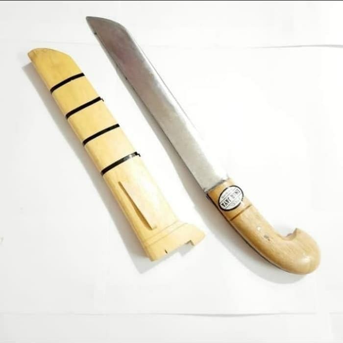 NEW - GOLOK BEsi GAGANG KAYU,SARUNG KAYU ALAT PEMANGKAS DAHAN