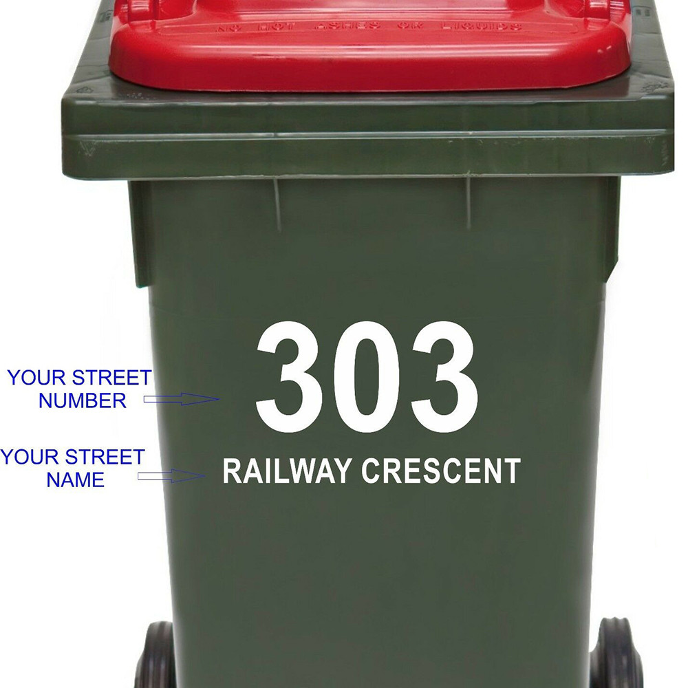 3 PCs Trash Can Rubbish Bin Custom House Number And Street Name Sticker Personalized Garbage wheelie