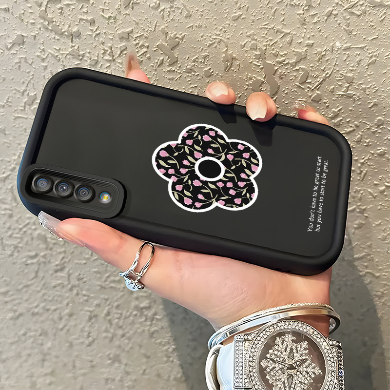 Casing Hp Untuk Samsung Galaxy A7 2018 Case Pink flower pattern Simple Softcase Phone Kesing Cesing 