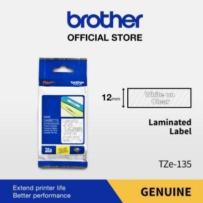 Brother Label Tape TZE-135 12mmx8m White On Clear TZe135