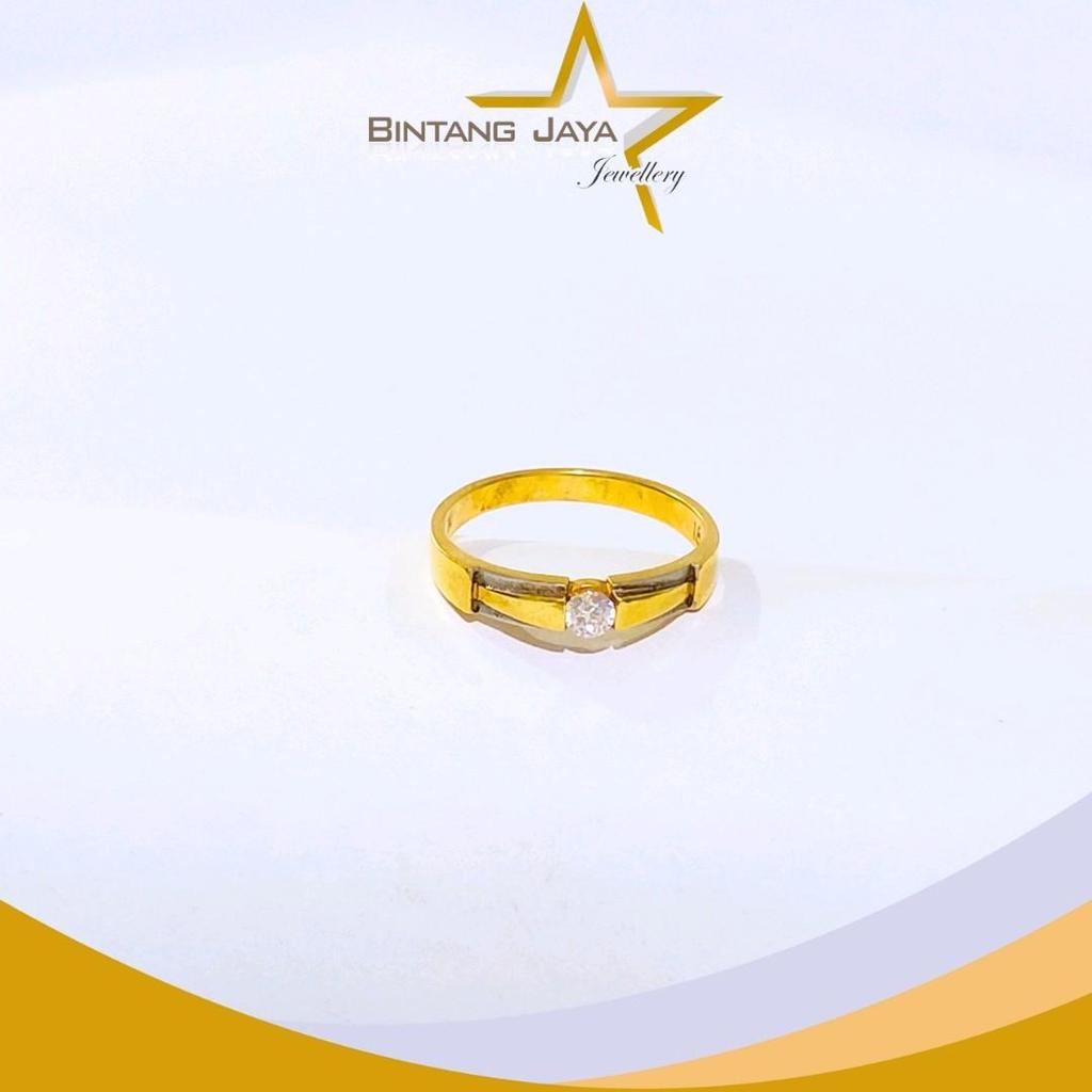 Cincin Emas Asli Nikah 1 Mata Kadar (16K) Berat 2.96gr Desain Elegan Simbol Cinta Abadi(LJ)