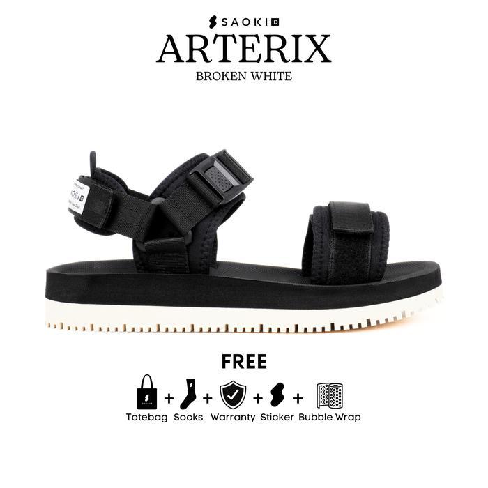 SAOKI - Sandals Traveling Pria Slop Sendal Slip On Wanita Hiking Arterix Broken White