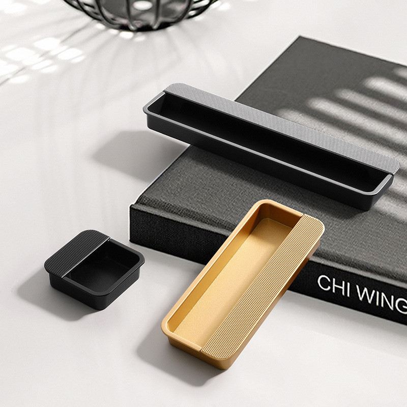 Modern Simple Black Recessed Groove Sliding Door Handle Built-in Extended Cabinet Drawer Wardrobe