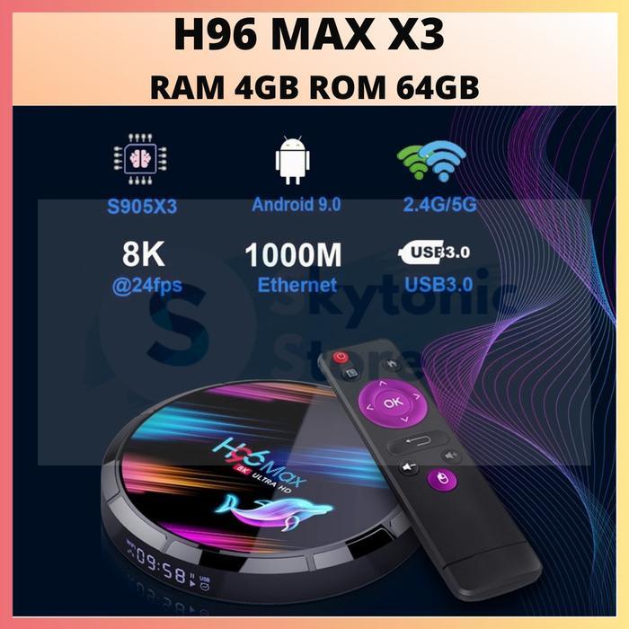 H96 MAX X3 TV BOX RAM 4GB ROM 64GB TV BOX ANDROID 9.0