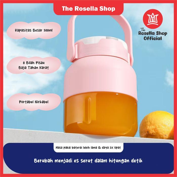 [Rosella] Blender Portable Jus 8 Pisau Blender Buah 500Ml Kapasitas Besar Juicer Baterai Kabel