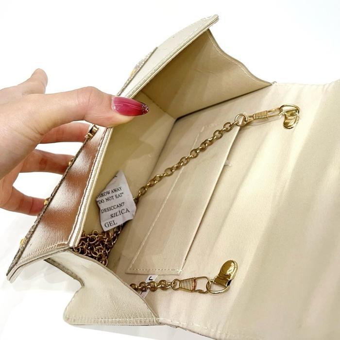 TAS PESTA HANDLE FLOWER DIAMOND BUNGA TAS KONDANGAN X24-3 GOLD