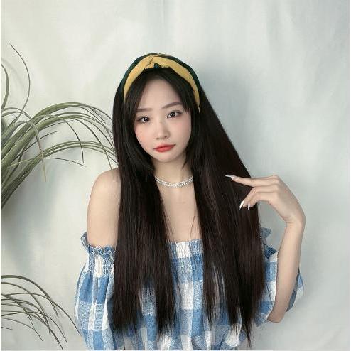 Wig Bando Cantik Wanita Simple Elegan Korean Version Wig Bando Panjang Wanita Hairclip Korea Rambut