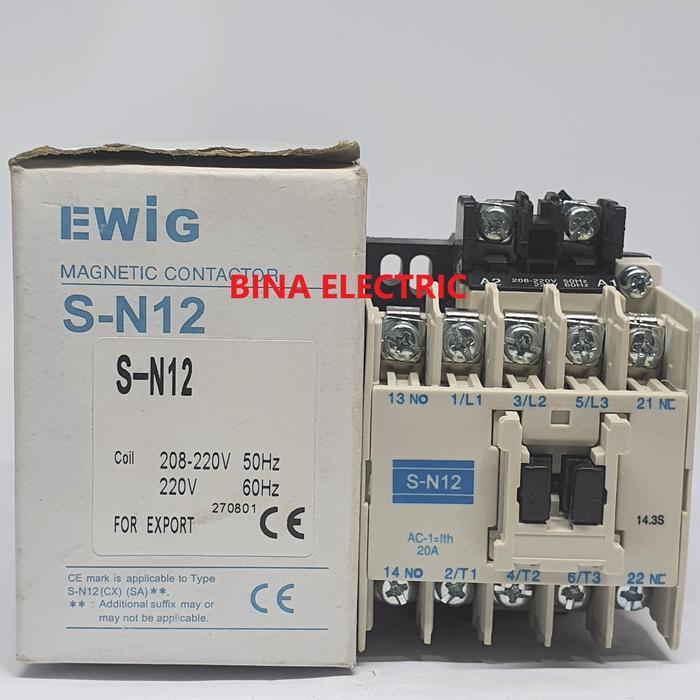 Magnetic Contactor Ewig S-N12 3P 20A / Kontaktor Ewig Sn12 Sn-12