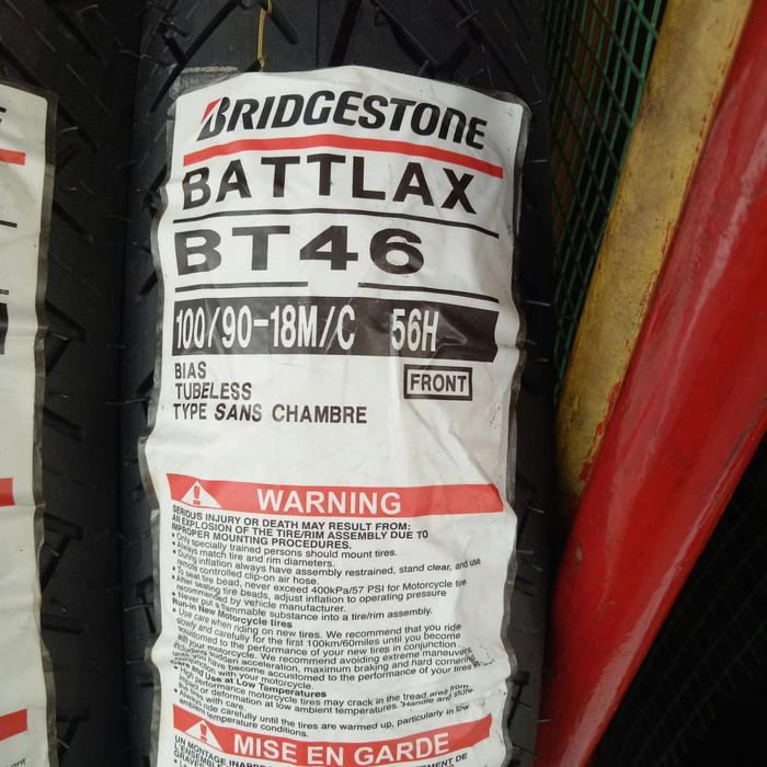 BAN LUAR BRIDGESTONE BATTLAX BT 46 UKURAN 100/90-18 BATTLAX TUBELESS