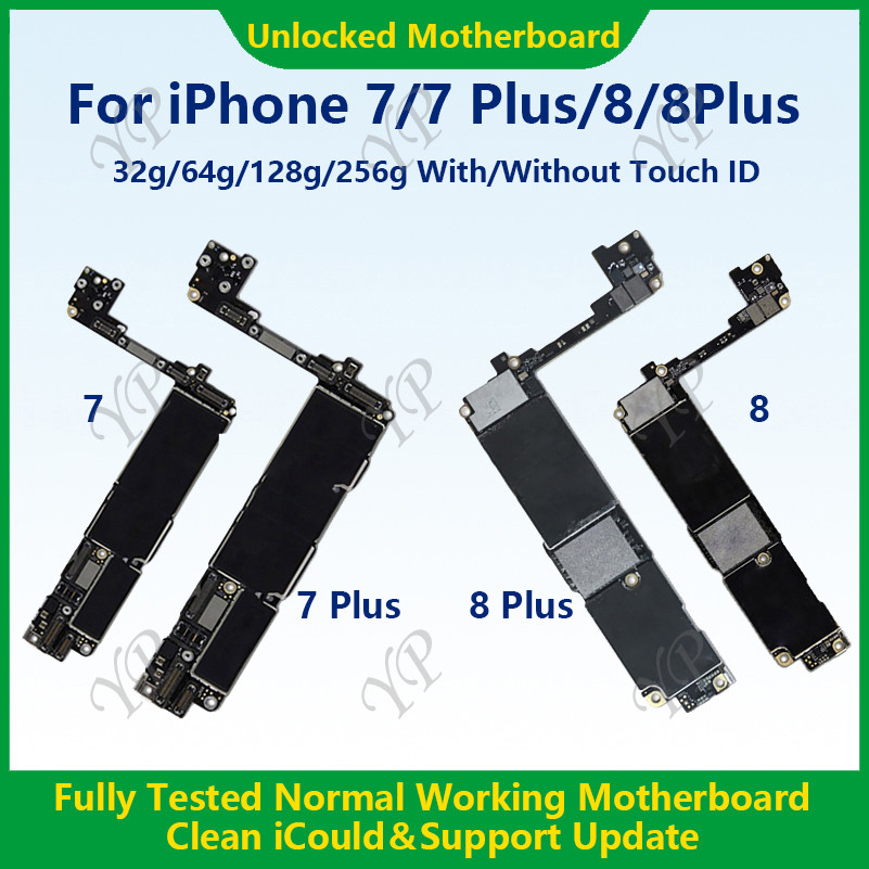 Fully Tested Motherboard For iPhone 7/7 Plus/8/8 Plus 32g/128g/64g/256g Mainboard Without Touch ID