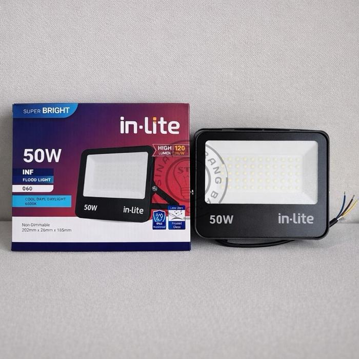 BERKUALITAS LAMPU SOROT LED FLOOD LIGHT 060 INLITE 50W 50 WATT - INF060