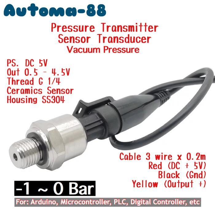 Negative Pressure Sensor -1 ~ 0 Bar -1Bar Vacuum Transducer DC 5V