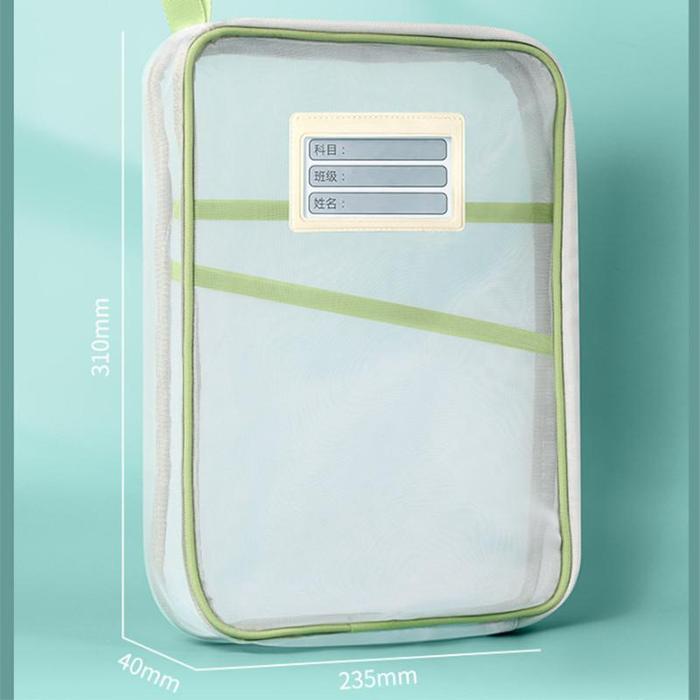 3 Lapis Document Bag Transparan / Tas Folder Portabel Jaring Penyimpanan Kertas / File Holder Lucu /