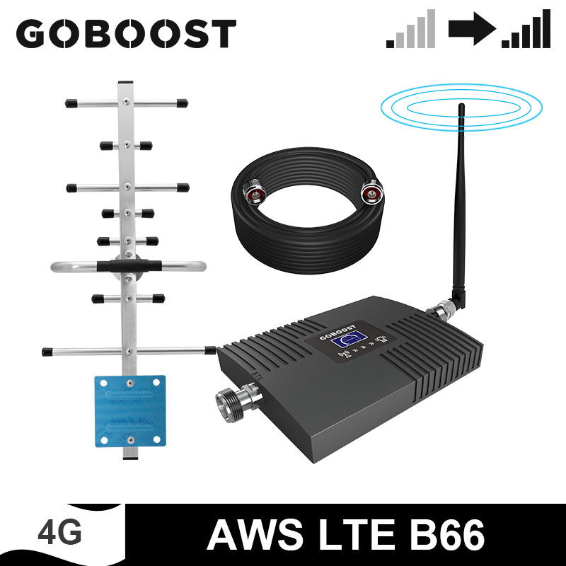 GOBOOST 4G Signal Booster Band 66 LTE AWS Cellular Amplifier Mobile Phone Repeater With Antenna 10M