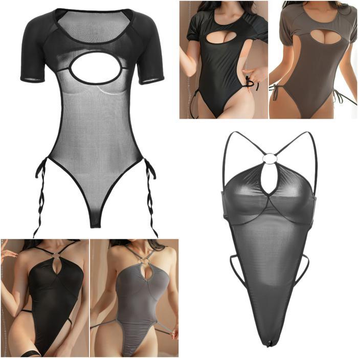 Lingeries seksi bodysuit lingerie model swimsuit bikini open crotch