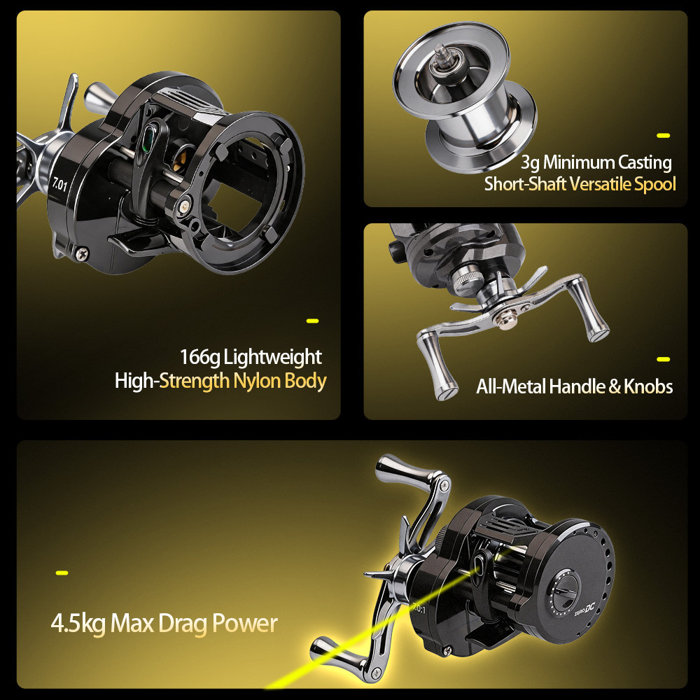 FISHINGFANS ORCA ZERO DC Baitcasting Reel Versatile Long Cast SelfCharging Casting Sound 6+1BB