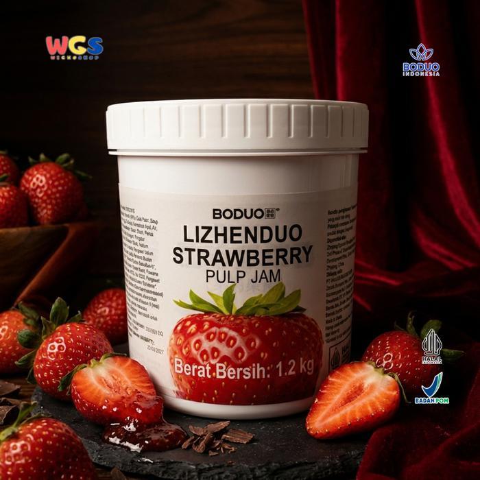 Terlaris BODUO Lizhenduo Strawberry Pulp Jam 1.2kg - Selai Stroberi Pulp untuk Minuman, Dessert &