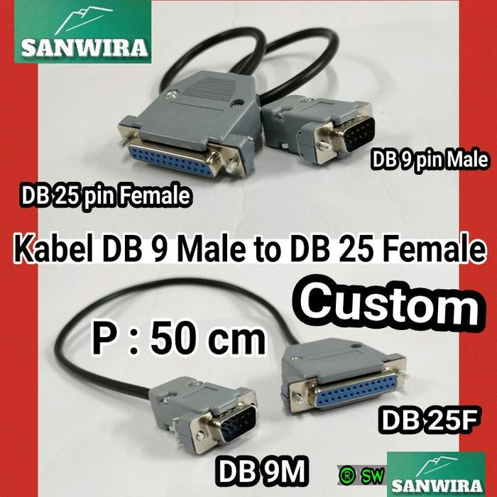 Ada Stok Kabel DB 9 Male to DB 25 Female (Custom) / DB9 Male to DB25 Female