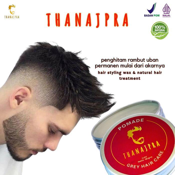 Thanajpra Clay Pomade Cream Matte NAJPRA Styling Rambut Kering Terlihat Basah BPOM NA18241001578