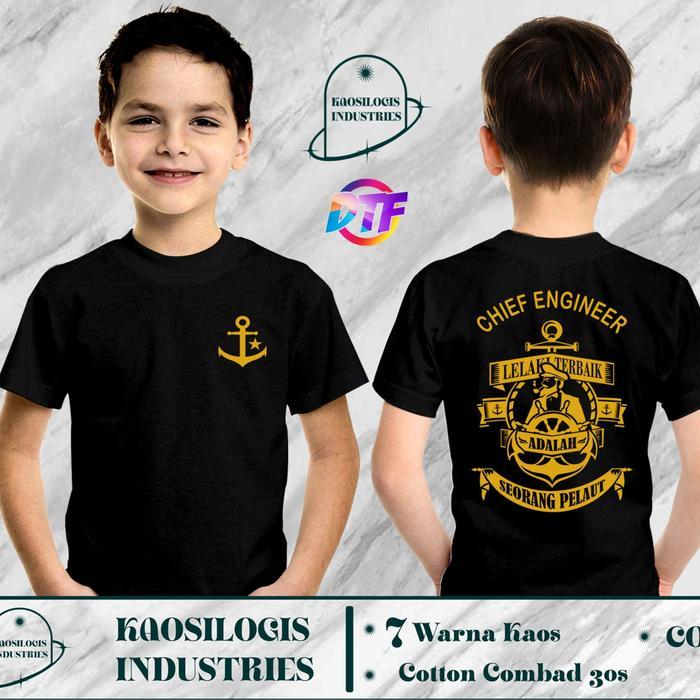Kaos Baju Anak Pelaut Chief Engineer Kapal Kaos Distro Pelaut Unisex - Kaosilogis - HITAM, S
