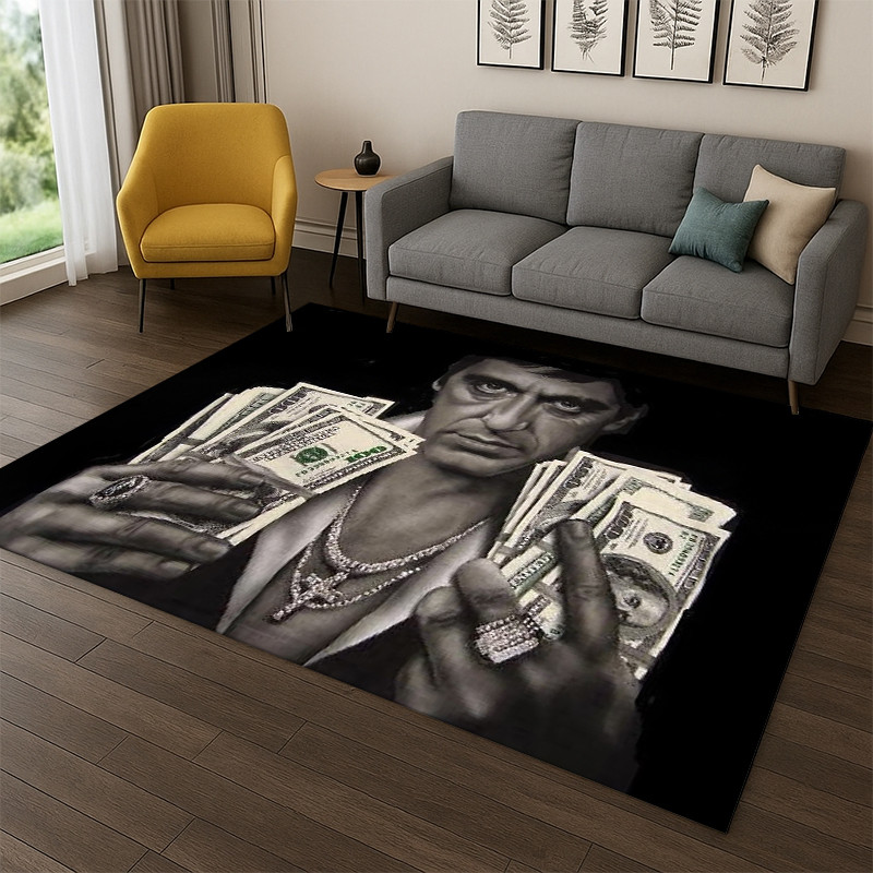 3D Scarface Film Klasik Tony Karpet Karpet untuk Kamar Tidur Ruang Tamu Sofa Ruang Bermain Keset Dek