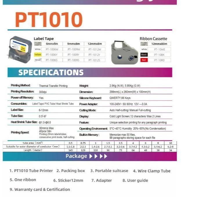 Cable Tube Printer Marking Tube Label PUTY PT1010