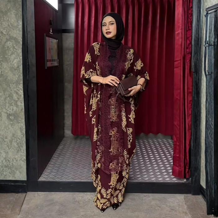 Premium Andin Set Outer Lace Dan Rok Lilit Batik Wayang Original