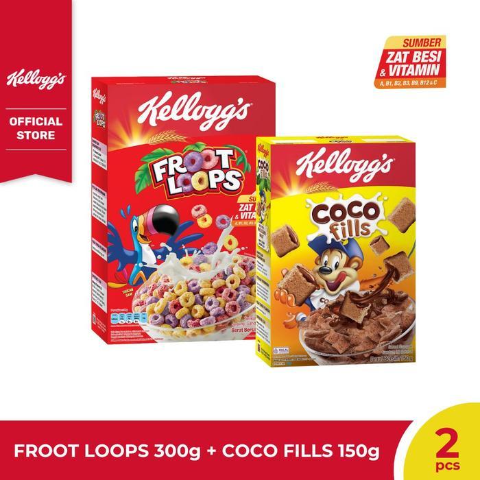 Yummy [BUNDLE 2pcs] Kelloggs Froot Loops 300g + Kelloggs Coco Fills 150g Sereal Granola Coklat