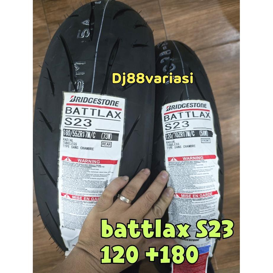 Ban battlax s23 120/70-17 dan 180/55-17 depan belakang tubless ring 17 - 120+180
