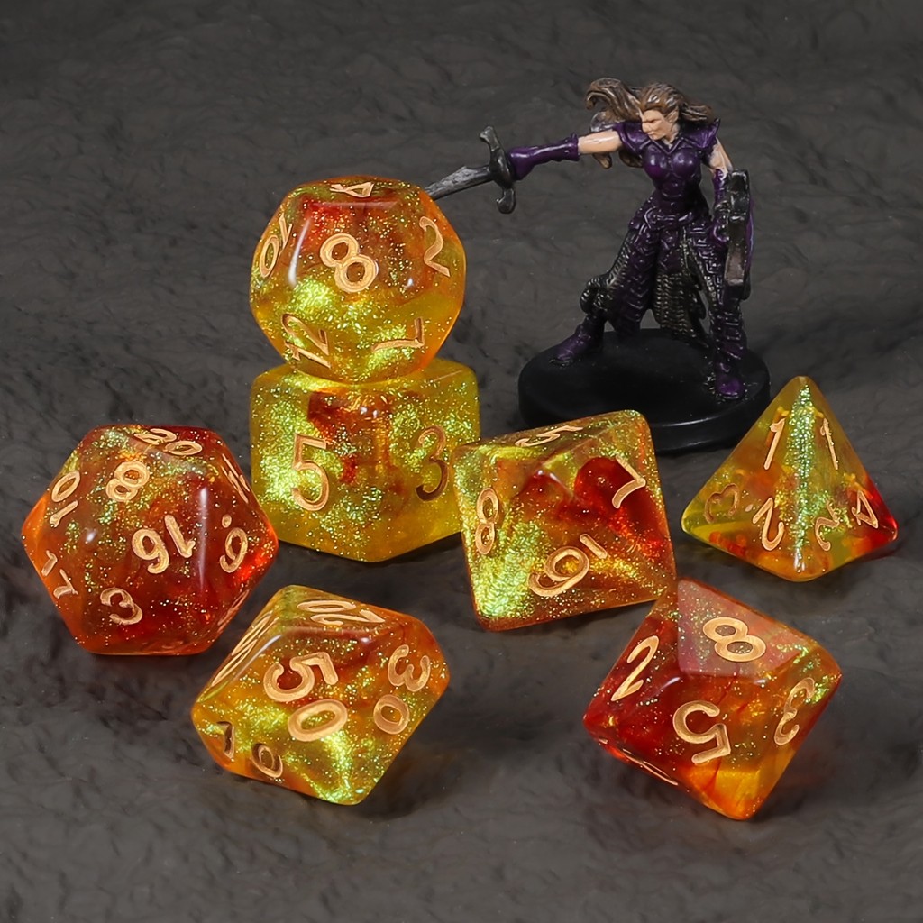 DND Dice Set 7pc Random Colors Polyhedral Dice for D&D RPG MTG Role Playing Table Party Games & DM &