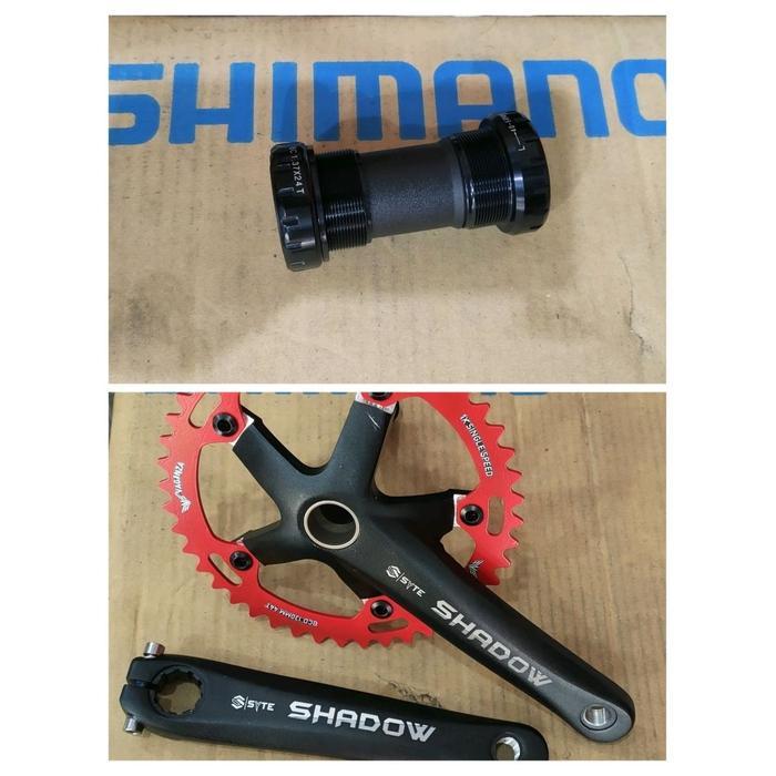TERLARIS Paket Crank Rotel Piringan Hollowtech HT 2 HT2 Single Sepeda Bmx Lipat Mtb Federal Syte