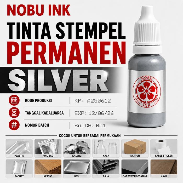 Nobu Ink Tinta Stempel Permanen Sier Metallic Gold Metallic Marking Ink Industri Untuk Besi