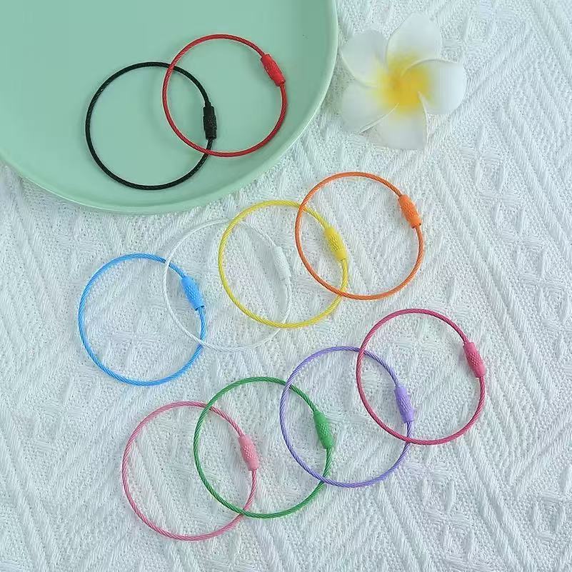 5102050ps olorful Keyhain Wire irle Rope able Loop Outdoor amp Luggage Tag Keyring Srew Lok for DIY