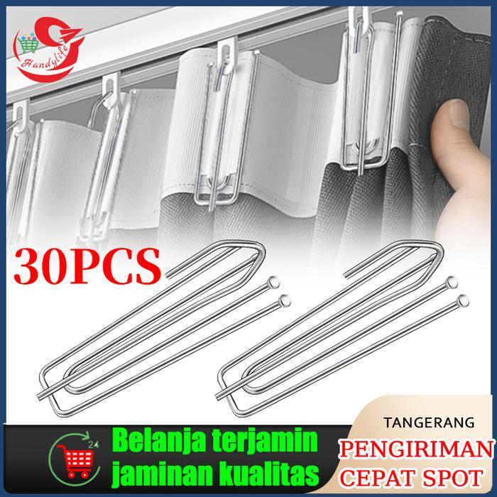 30 Pcs Kait Hordeng Cantolan 4kaki Gorden Pengait Gorden Besi Cantolan Kaitan Kait Gorden