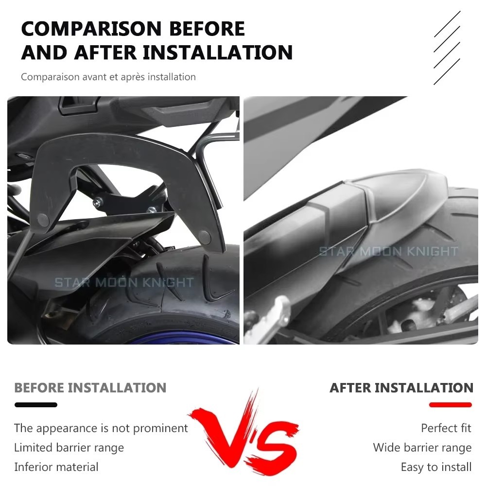 MOTORCYCLE REAR MUDGUARD FENDER EXTENDER HUGGER EXTENSION FOR YAMAHA MT09 MT-09 FZ-09 FZ09 TRACER
