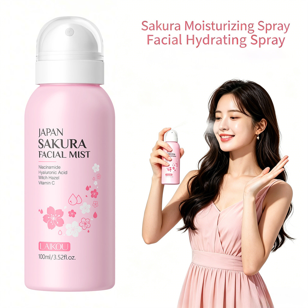 LAIKOU Sakura Facial Mist 100ml Hydrating Spray Moisturizing Brightening Toner Oil Control Shrink
