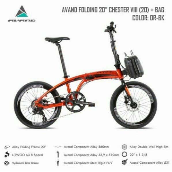 Sepeda Lipat Folding Bike 20 Avand Chester VIII (8) - Orange Black