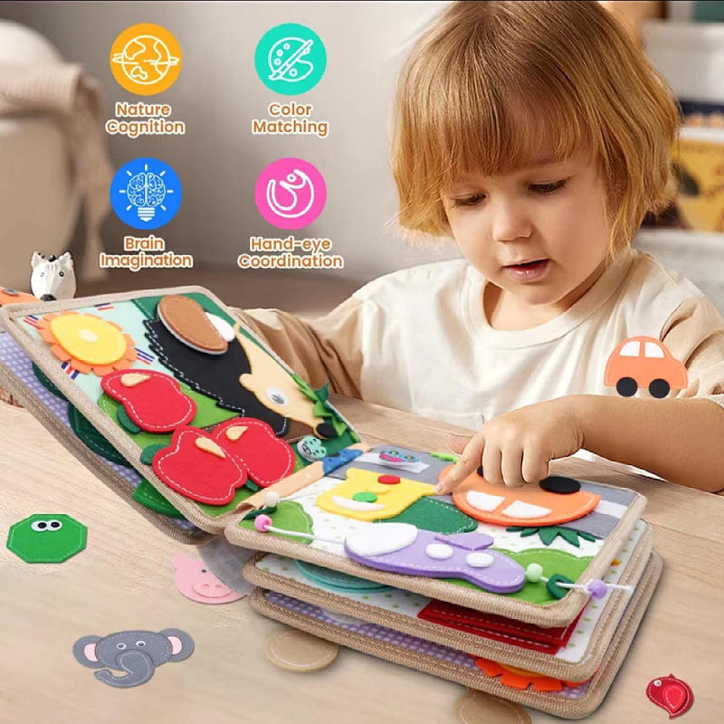 Baby First Book Montessori Quiet Book Soft 3D Felt Busy Book Toddler Baby Sensory Educational