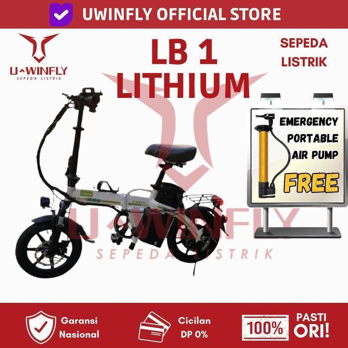 Grosir Promo Sepeda Lipat Listrik UWINFLY LB1 Garansi Resmi Uwinfly - WHITE Keren - hitam