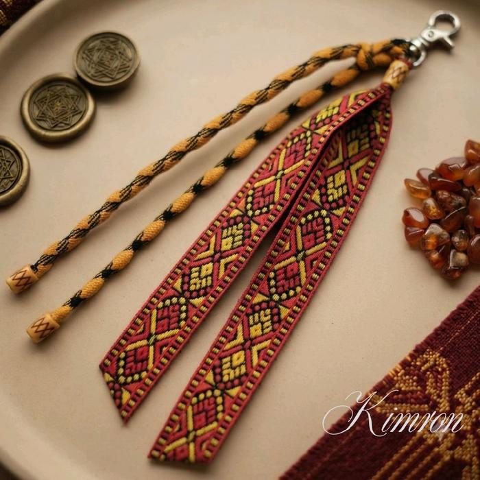 Gantungan Kunci Pita Motif Tenun Etnik Batik Nusantara Keychain Bags Ganci Tas Tali Paracord