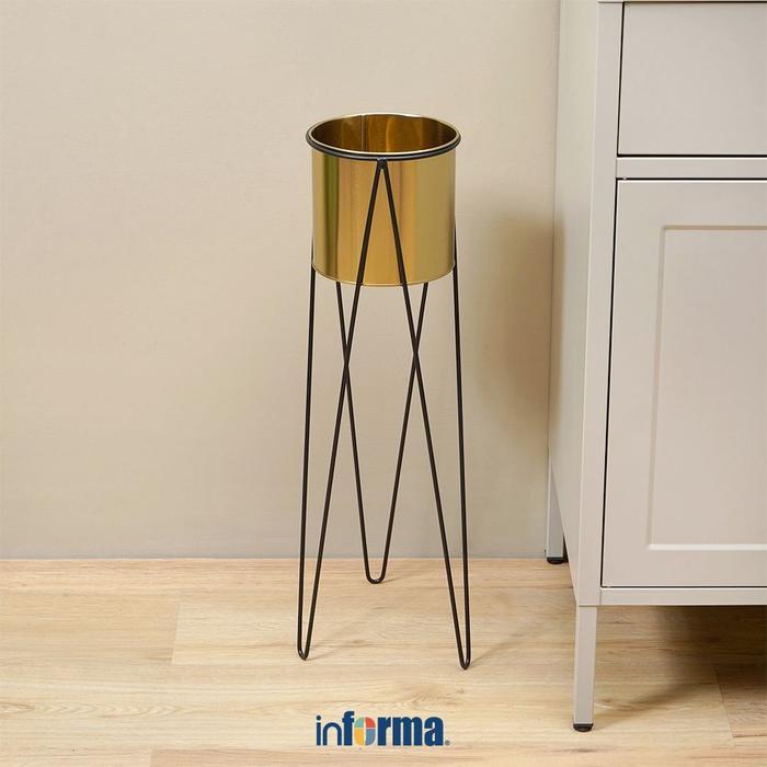 TERMURAH Informa Pot Taan Dengan Stand Gold Flower Pot Planter Bunga Wadah Ta Pot s READY STOCK