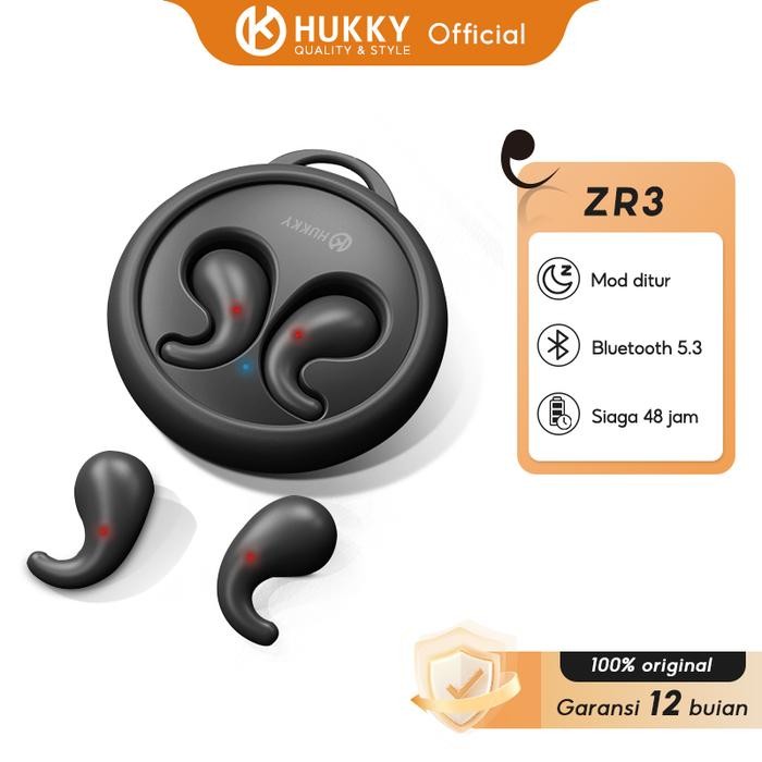 New HUKKY ZR3 Headset Bluetooth Earphones TWS Sleepbuds Mini Invisiable - Ponsel Bass Microphone,