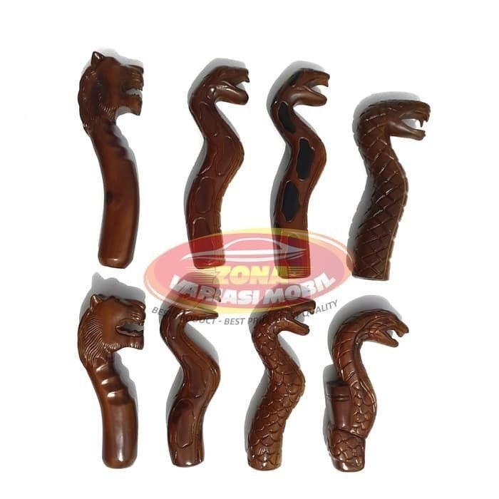 Gear Shift Knob Knop Perseneling Tongkat Mobil Truk / Minibus Universal Motif Cobra Macan Ular Kayu