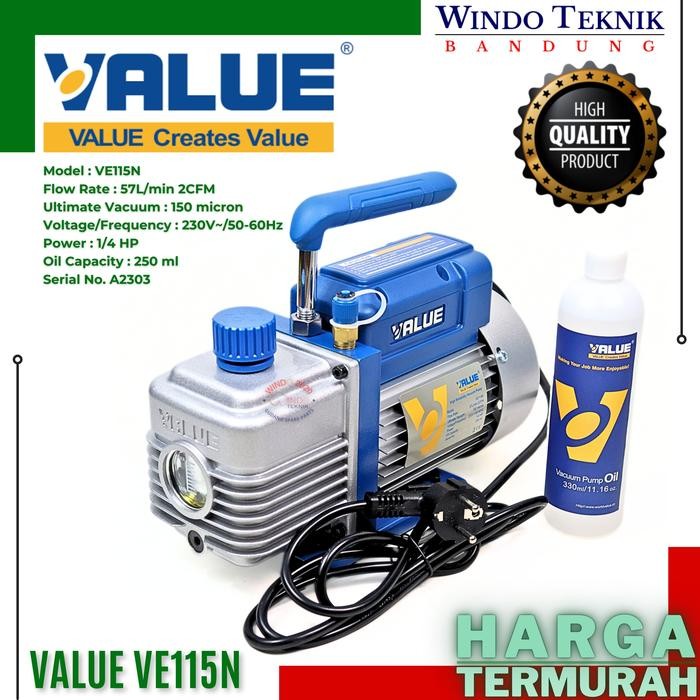 Ready VACUUM PUMP VALUE VE115N 1/4HP VACUM PUMP VALUE VE 115 N POMPA PAKUM FREON VE115 N 1/4PK